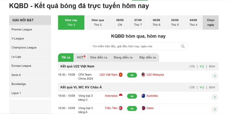 Giới thiệu kết quả bóng đá - chuyên mục hấp dẫn